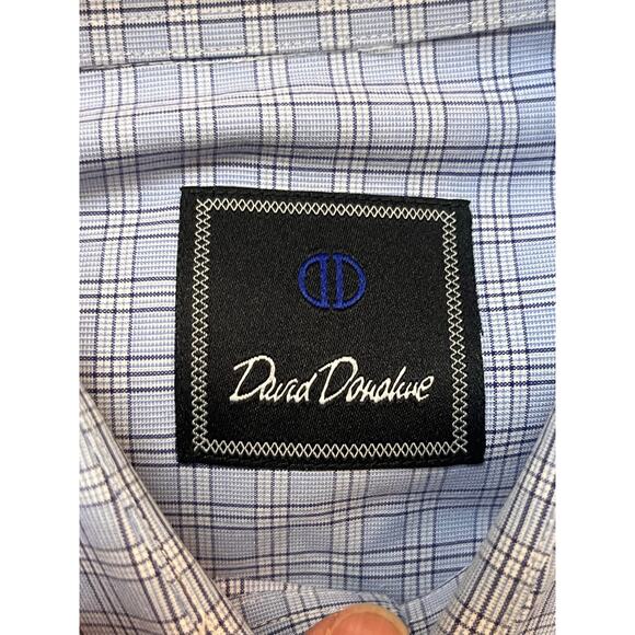 Lot of 2 David Donahue Men's 16 Purple/Blue Button Up Long Sleeve Dress Shirt - Picture 3 of 10